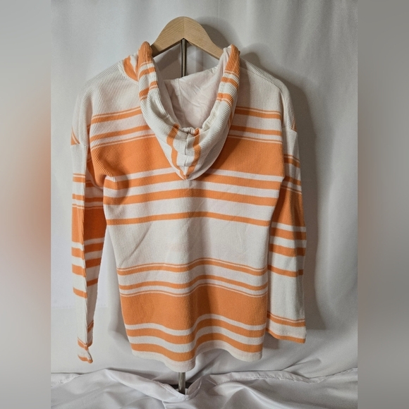 Sonoma Orange & White Striped Hoodie Sweater | Size Large | Lightweight & Comfy - Picture 4 of 4